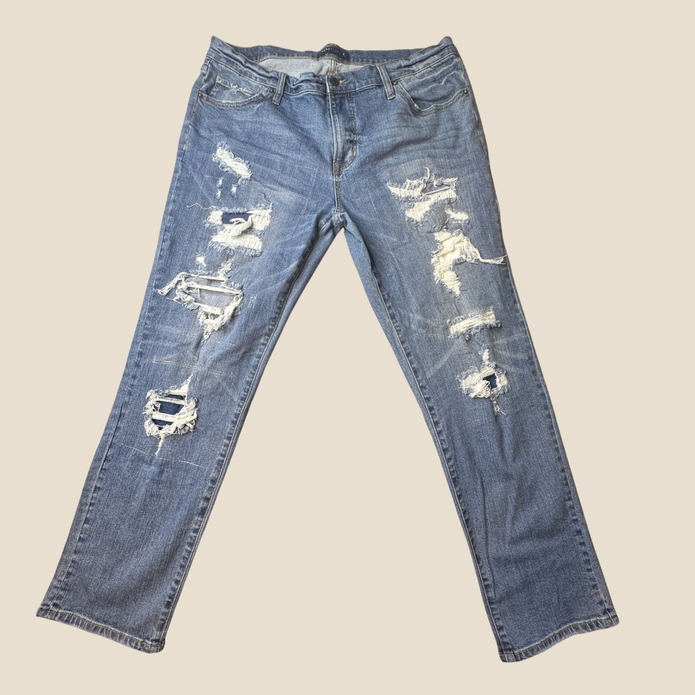 Aeropostale Jeans Mens 38x32 (38x29) Slim Blue Distressed Ripped Denim LXSTCH69